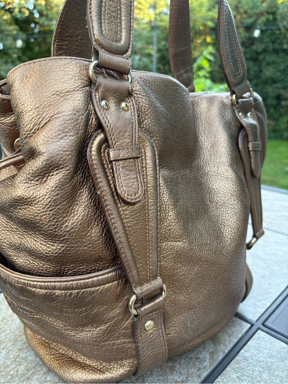 Michael Kors Metallic Brown Leather Satchel - Picture 4 of 16